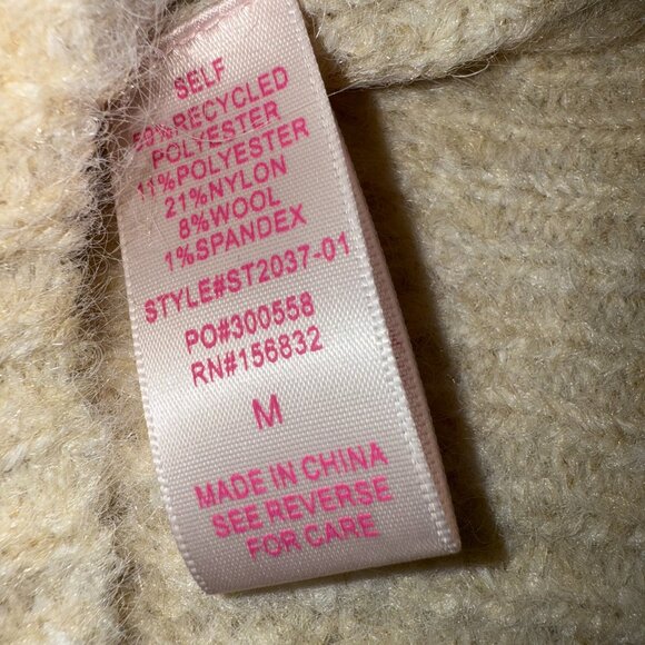 So Me Cream Sweater with Black Ribbon Detail | Women’s Medium | Soft Knit Lace-U - Picture 7 of 8